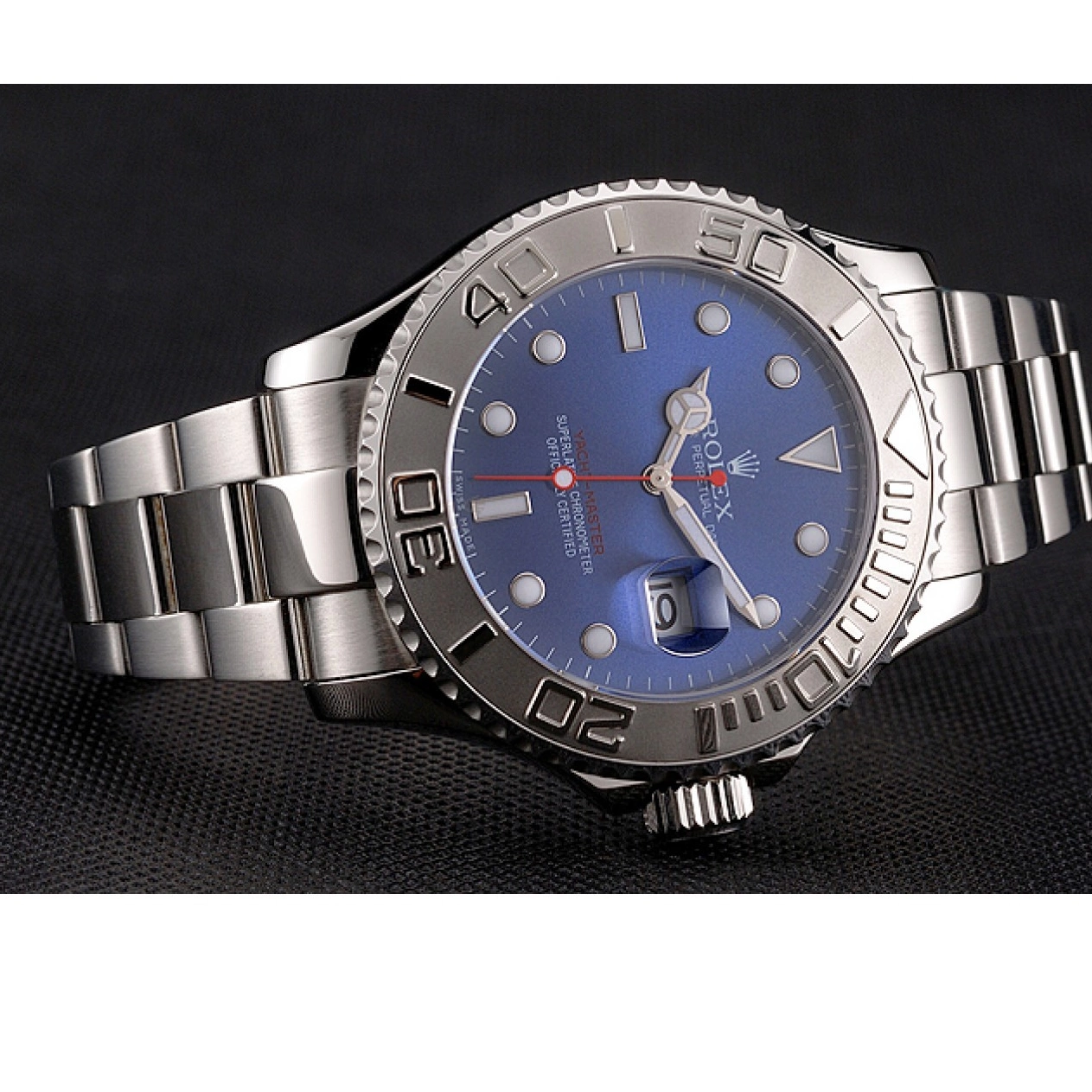 Rolex aaa copy Steel Rolex Bracelet Case Dial Stainless And Yacht-Master Blue 0729